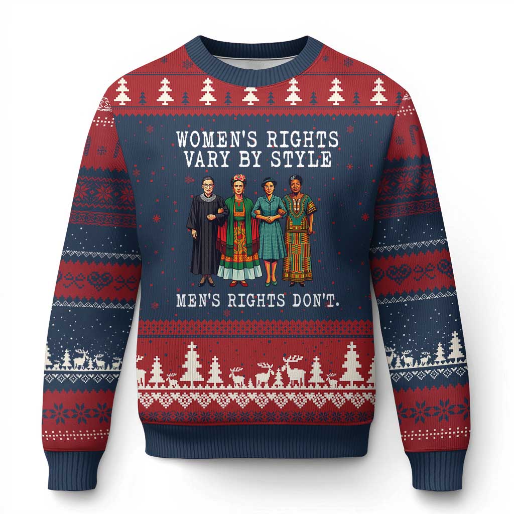 Womens Rights Vary By Style Feminists Historic Female Empowerment Ugly Christmas Sweater Powerful Feminism Civil Rights Movement TS02 Navy Red Print Your Wear