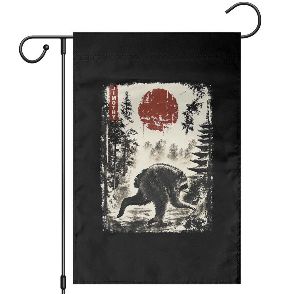 Jimothy the Raccoon Japanese Ukiyo-e Style Vintage Graphic Garden Flag Viral Seattle Trash Panda Feral Legend Supporter TS02 Black Print Your Wear