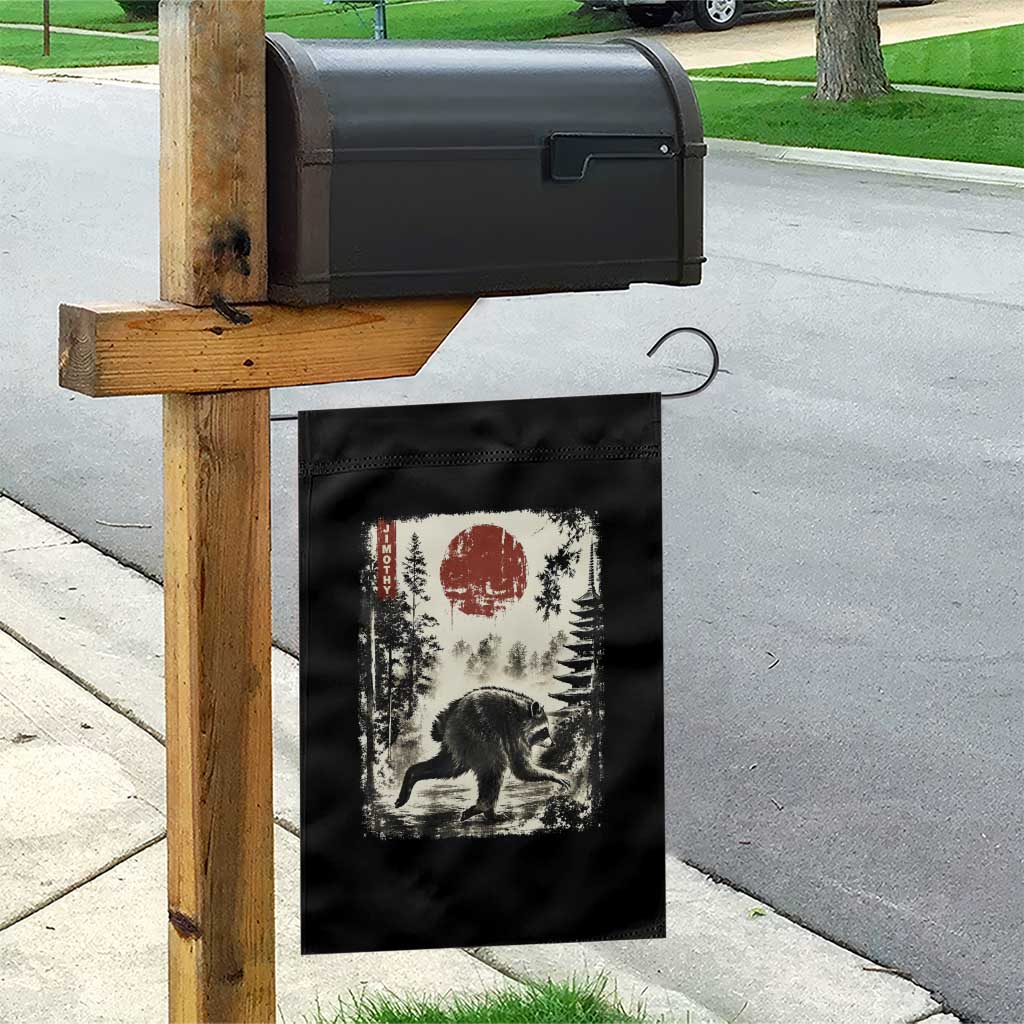 Jimothy the Raccoon Japanese Ukiyo-e Style Vintage Graphic Garden Flag Viral Seattle Trash Panda Feral Legend Supporter