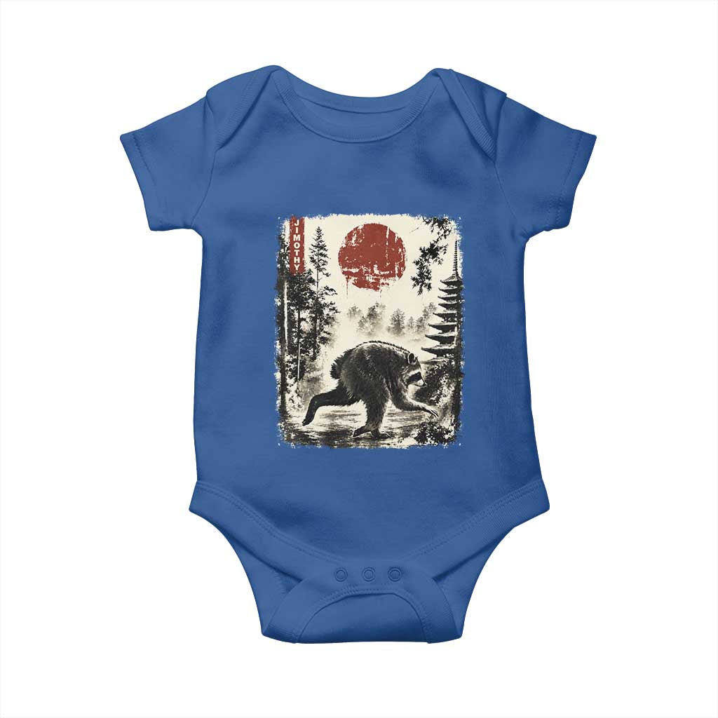 Jimothy the Raccoon Japanese Ukiyo-e Style Vintage Graphic Baby Onesie Viral Seattle Trash Panda Feral Legend Supporter