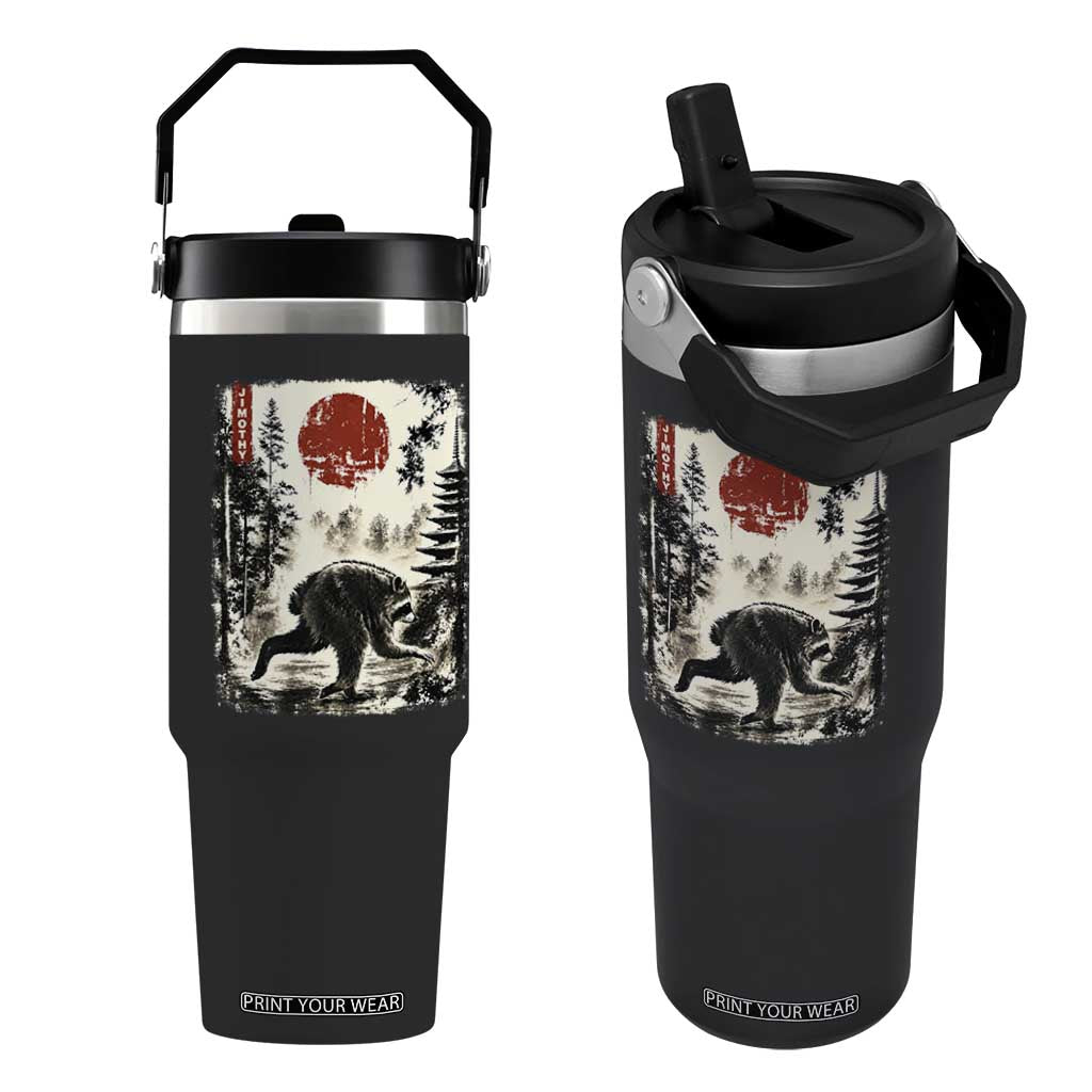 Jimothy the Raccoon Japanese Ukiyo-e Style Vintage Graphic Flip Straw Tumbler Viral Seattle Trash Panda Feral Legend Supporter TS02 One Size: 30 oz Black Print Your Wear