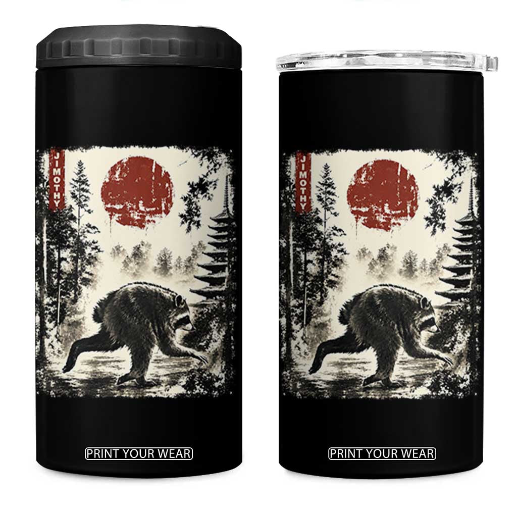 Jimothy the Raccoon Japanese Ukiyo-e Style Vintage Graphic 4 in 1 Can Cooler Tumbler Viral Seattle Trash Panda Feral Legend Supporter TS02 One Size: 16 oz Black Print Your Wear