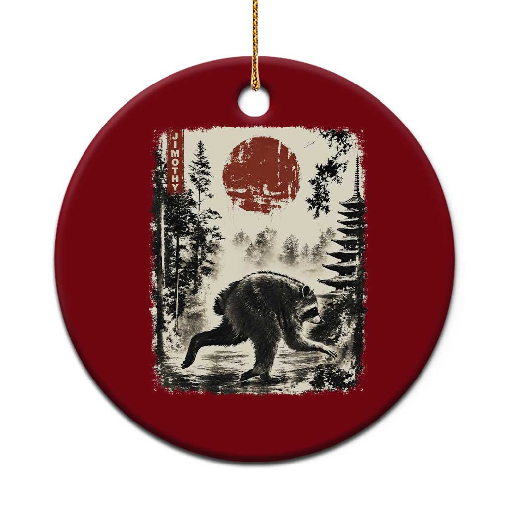 Jimothy the Raccoon Japanese Ukiyo-e Style Vintage Graphic Ceramic Ornament Viral Seattle Trash Panda Feral Legend Supporter TS02 1pc Red Print Your Wear