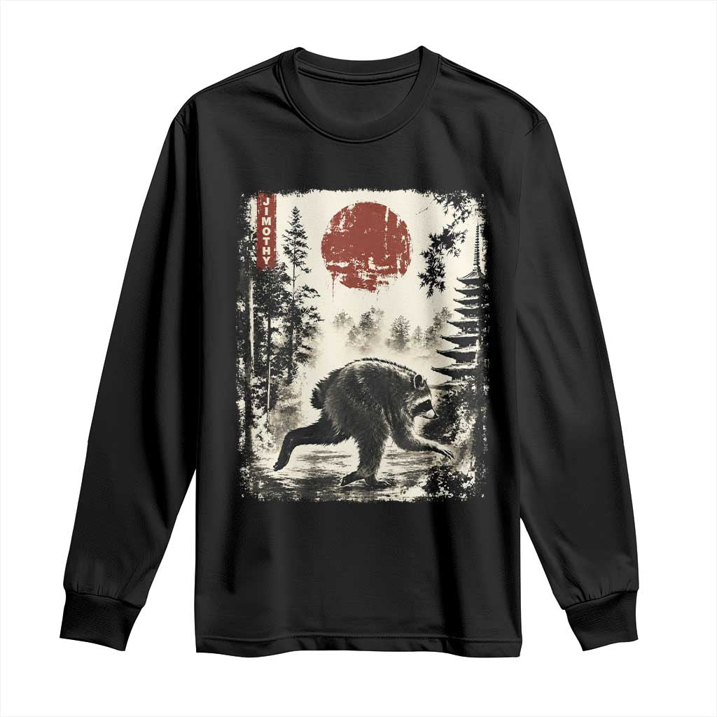 Jimothy the Raccoon Japanese Ukiyo-e Style Vintage Graphic Long Sleeve Shirt Viral Seattle Trash Panda Feral Legend Supporter TS02 Black Print Your Wear
