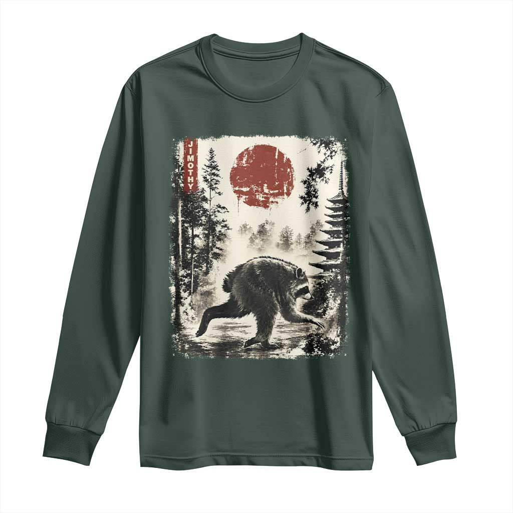 Jimothy the Raccoon Japanese Ukiyo-e Style Vintage Graphic Long Sleeve Shirt Viral Seattle Trash Panda Feral Legend Supporter