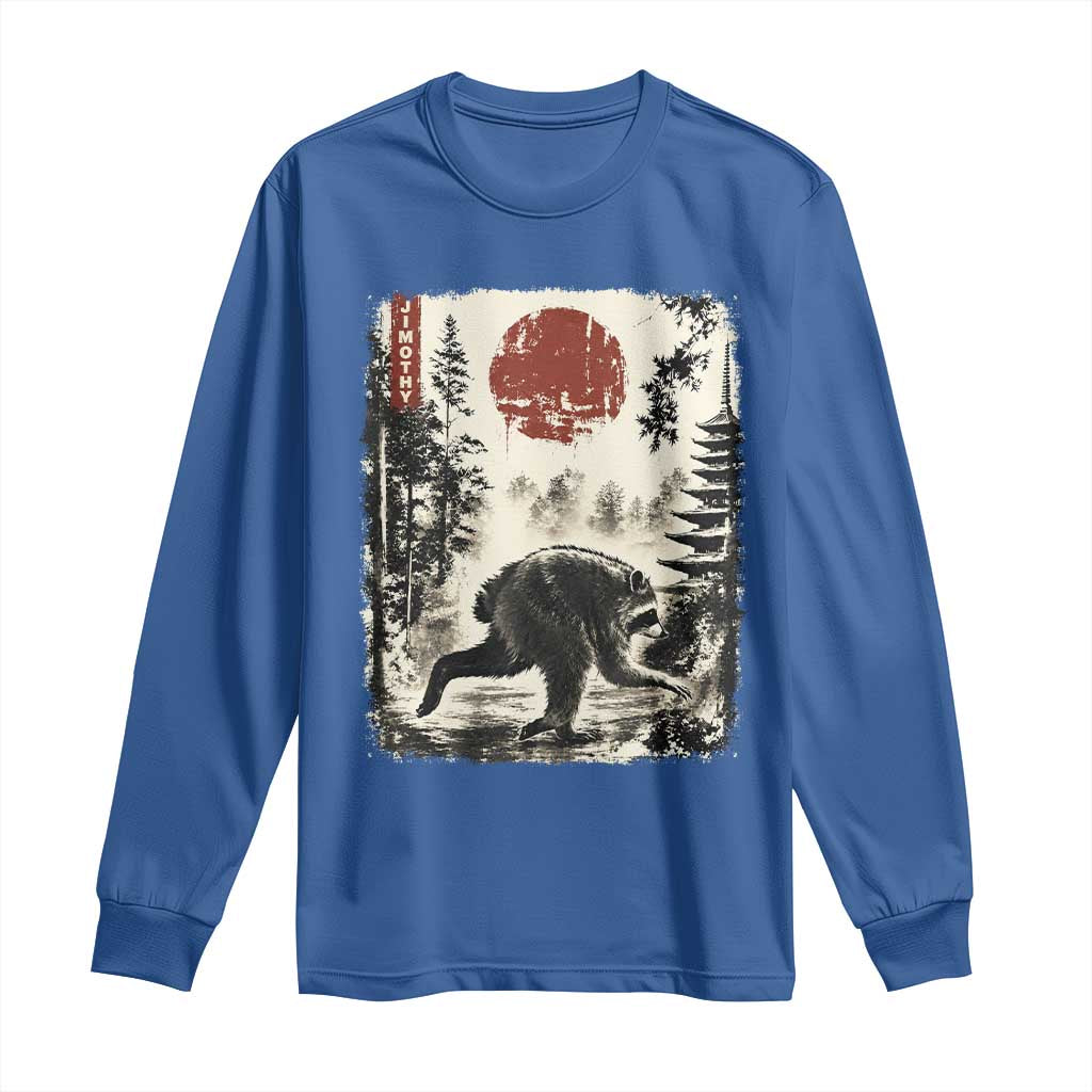 Jimothy the Raccoon Japanese Ukiyo-e Style Vintage Graphic Long Sleeve Shirt Viral Seattle Trash Panda Feral Legend Supporter