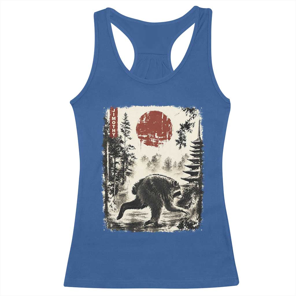 Jimothy the Raccoon Japanese Ukiyo-e Style Vintage Graphic Racerback Tank Top Viral Seattle Trash Panda Feral Legend Supporter