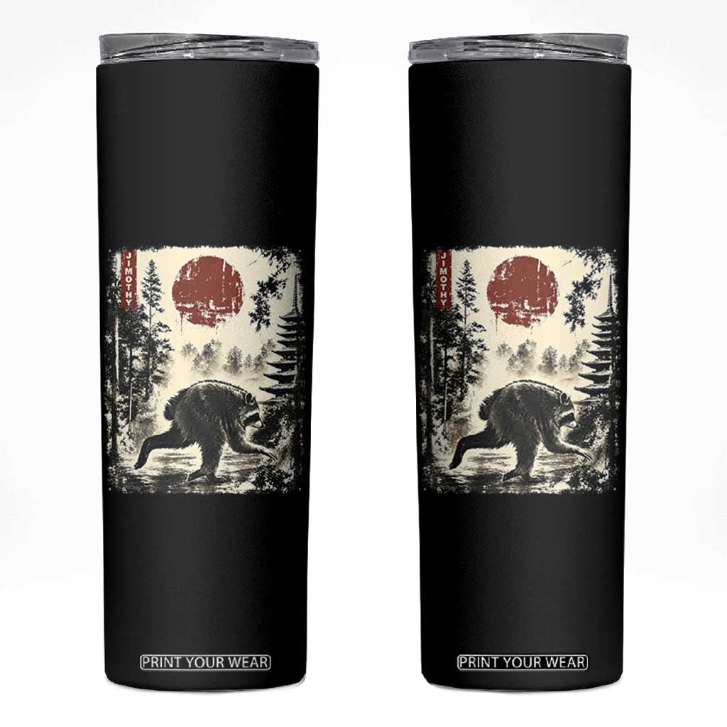 Jimothy the Raccoon Japanese Ukiyo-e Style Vintage Graphic Skinny Tumbler Viral Seattle Trash Panda Feral Legend Supporter TS02 Black Print Your Wear