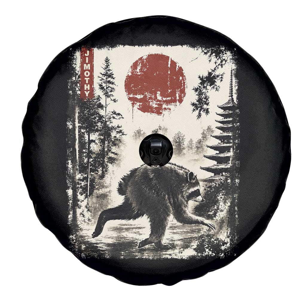Jimothy the Raccoon Japanese Ukiyo-e Style Vintage Graphic Spare Tire Cover Viral Seattle Trash Panda Feral Legend Supporter