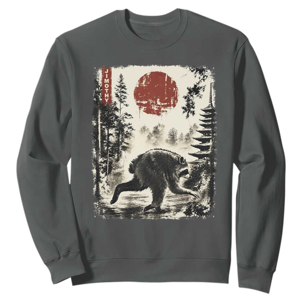 Jimothy the Raccoon Japanese Ukiyo-e Style Vintage Graphic Sweatshirt Viral Seattle Trash Panda Feral Legend Supporter