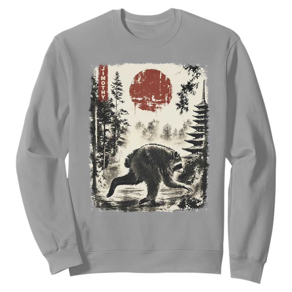 Jimothy the Raccoon Japanese Ukiyo-e Style Vintage Graphic Sweatshirt Viral Seattle Trash Panda Feral Legend Supporter