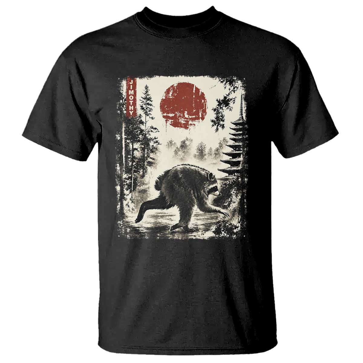 Jimothy the Raccoon Japanese Ukiyo-e Style Vintage Graphic T Shirt Viral Seattle Trash Panda Feral Legend Supporter