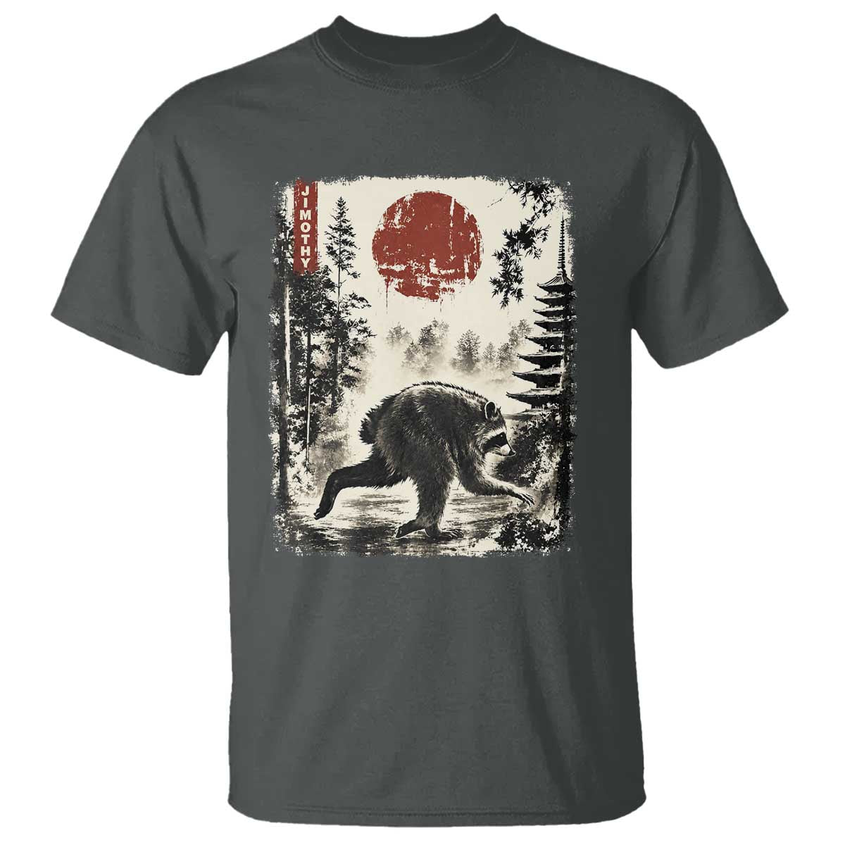 Jimothy the Raccoon Japanese Ukiyo-e Style Vintage Graphic T Shirt Viral Seattle Trash Panda Feral Legend Supporter