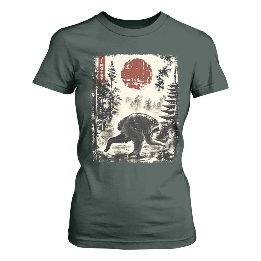 Jimothy the Raccoon Japanese Ukiyo-e Style Vintage Graphic T Shirt For Women Viral Seattle Trash Panda Feral Legend Supporter