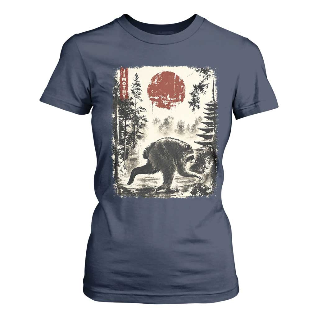 Jimothy the Raccoon Japanese Ukiyo-e Style Vintage Graphic T Shirt For Women Viral Seattle Trash Panda Feral Legend Supporter