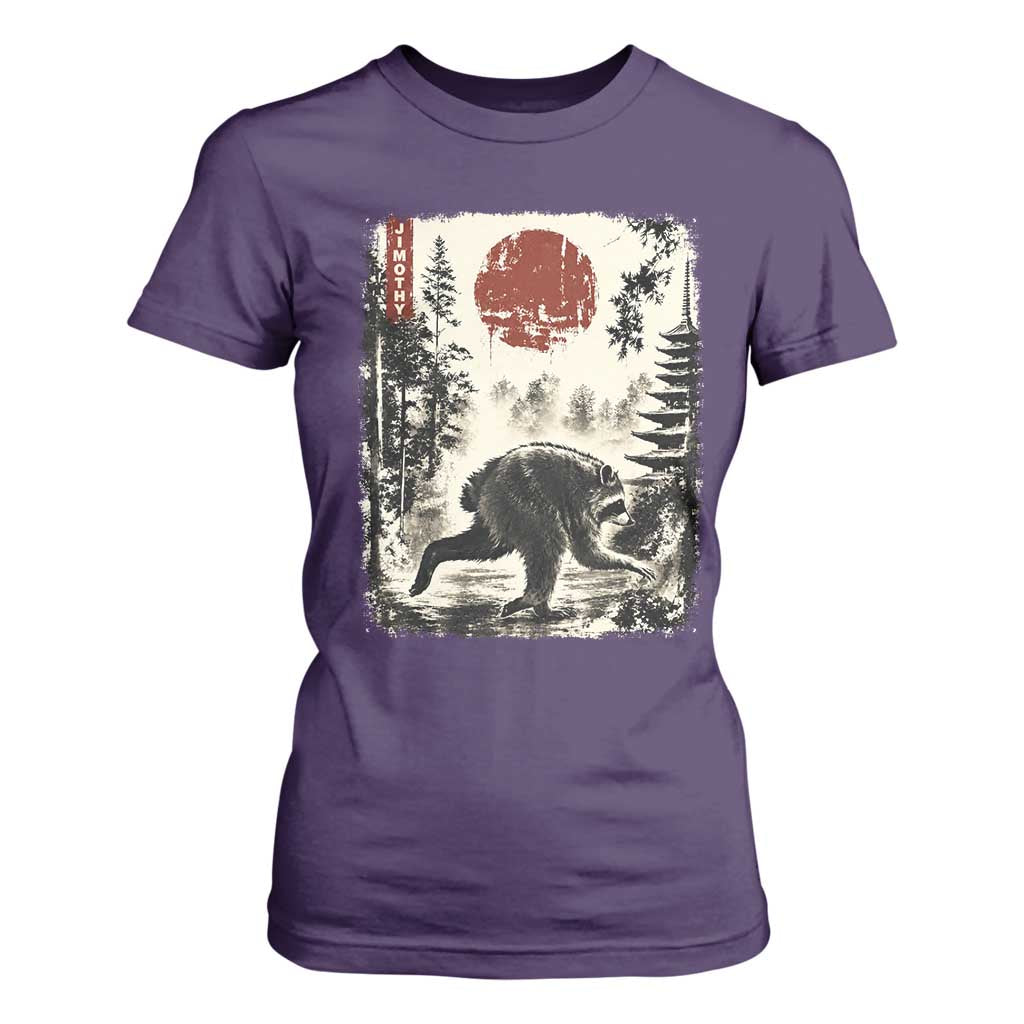Jimothy the Raccoon Japanese Ukiyo-e Style Vintage Graphic T Shirt For Women Viral Seattle Trash Panda Feral Legend Supporter