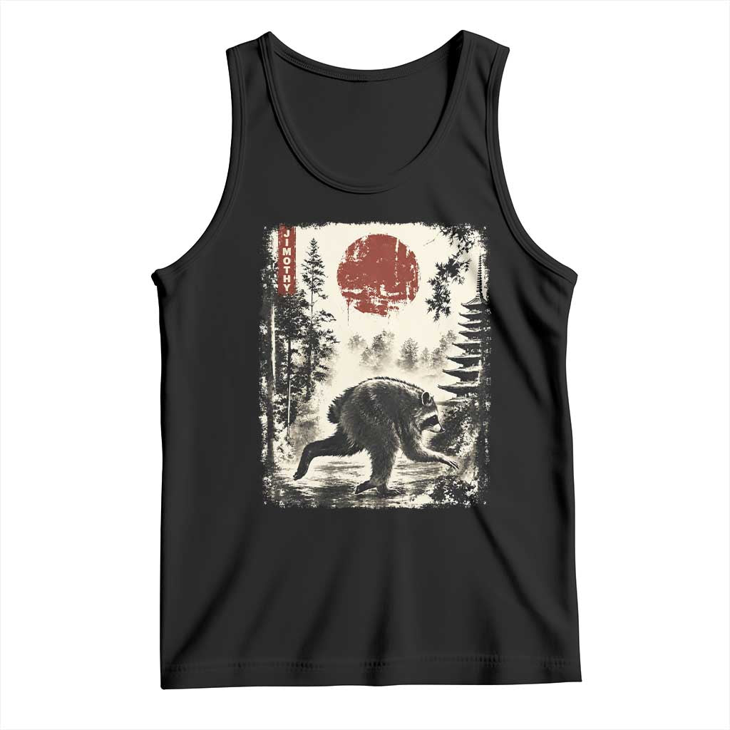 Jimothy the Raccoon Japanese Ukiyo-e Style Vintage Graphic Tank Top Viral Seattle Trash Panda Feral Legend Supporter TS02 Black Print Your Wear