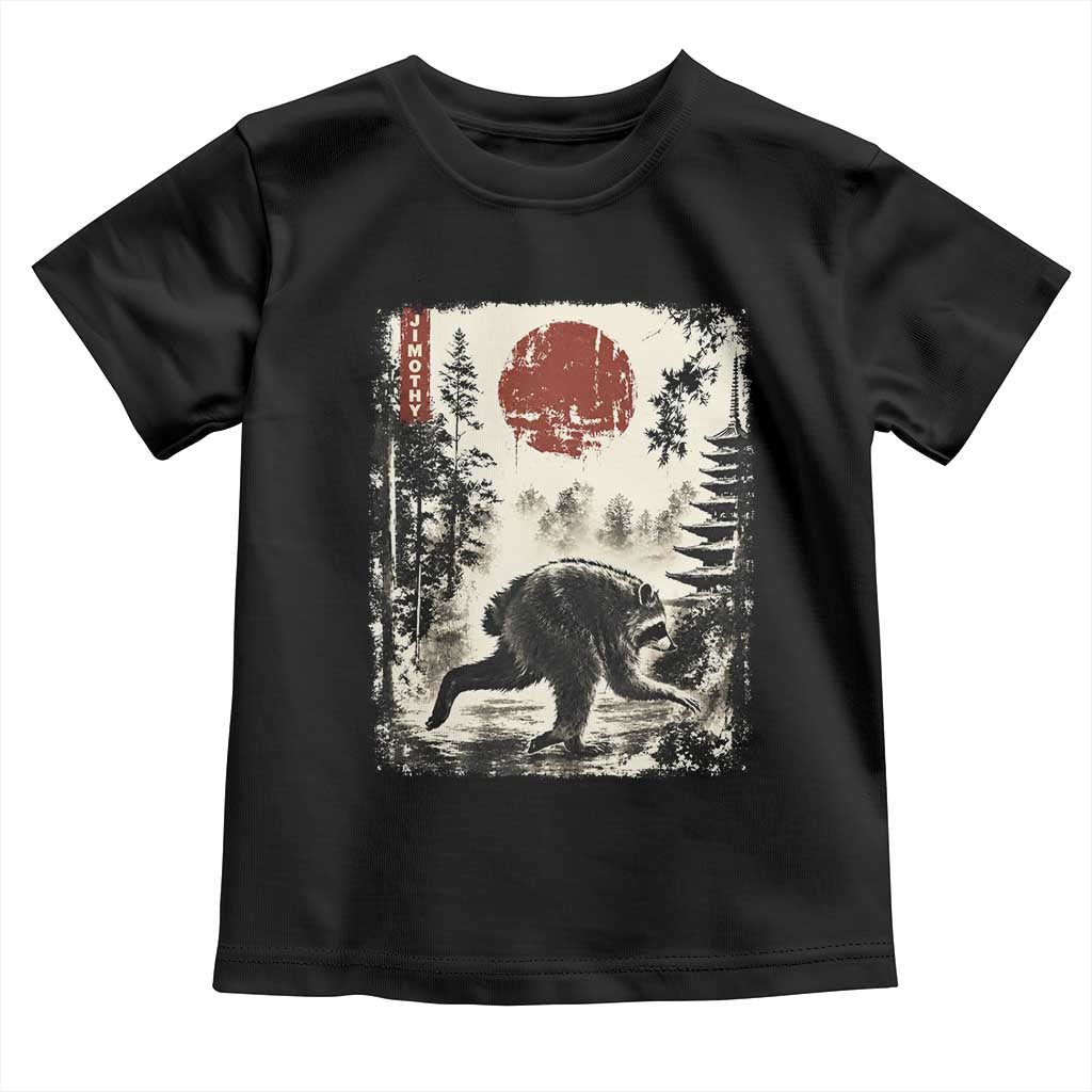 Jimothy the Raccoon Japanese Ukiyo-e Style Vintage Graphic Toddler T Shirt Viral Seattle Trash Panda Feral Legend Supporter TS02 Black Print Your Wear
