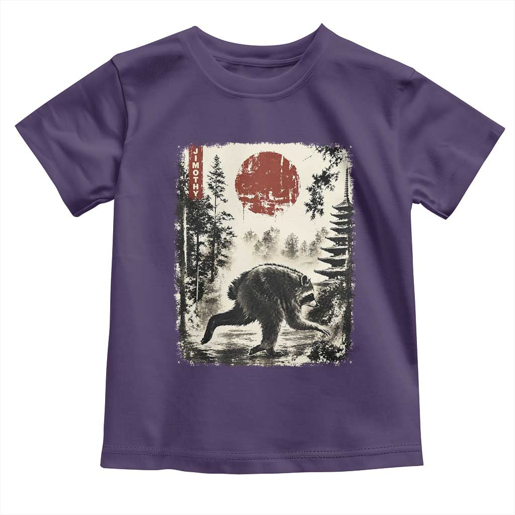 Jimothy the Raccoon Japanese Ukiyo-e Style Vintage Graphic Toddler T Shirt Viral Seattle Trash Panda Feral Legend Supporter