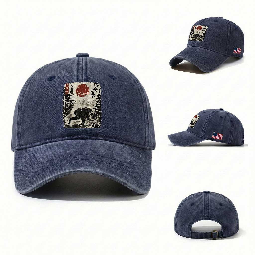 Jimothy the Raccoon Japanese Ukiyo-e Style Vintage Graphic Washed Cotton Baseball Cap Viral Seattle Trash Panda Feral Legend Supporter