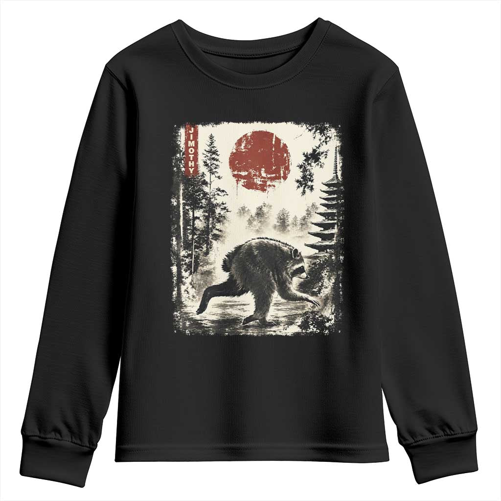 Jimothy the Raccoon Japanese Ukiyo-e Style Vintage Graphic Youth Sweatshirt Viral Seattle Trash Panda Feral Legend Supporter TS02 Black Print Your Wear