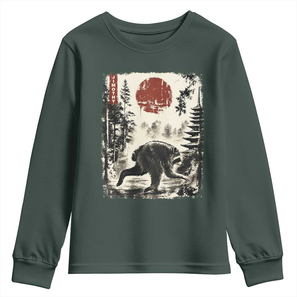 Jimothy the Raccoon Japanese Ukiyo-e Style Vintage Graphic Youth Sweatshirt Viral Seattle Trash Panda Feral Legend Supporter