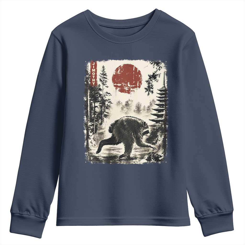 Jimothy the Raccoon Japanese Ukiyo-e Style Vintage Graphic Youth Sweatshirt Viral Seattle Trash Panda Feral Legend Supporter