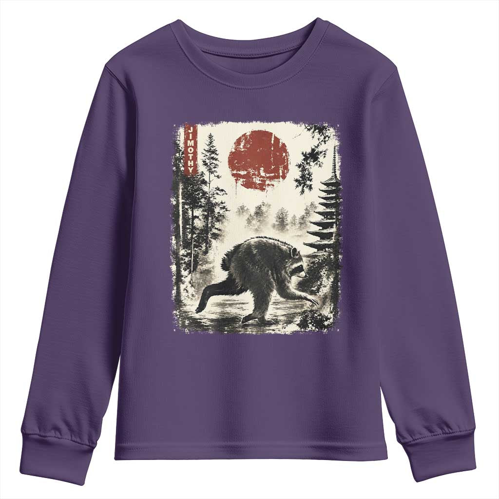Jimothy the Raccoon Japanese Ukiyo-e Style Vintage Graphic Youth Sweatshirt Viral Seattle Trash Panda Feral Legend Supporter