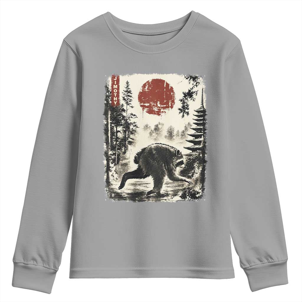 Jimothy the Raccoon Japanese Ukiyo-e Style Vintage Graphic Youth Sweatshirt Viral Seattle Trash Panda Feral Legend Supporter