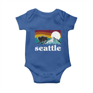 Seattle WA Mountains Jimothy the Raccoon Graphic Baby Onesie Retro Vintage Sunset Viral Trash Panda Feral Legend