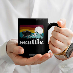 Seattle WA Mountains Jimothy the Raccoon Graphic Coffee Mug Retro Vintage Sunset Viral Trash Panda Feral Legend