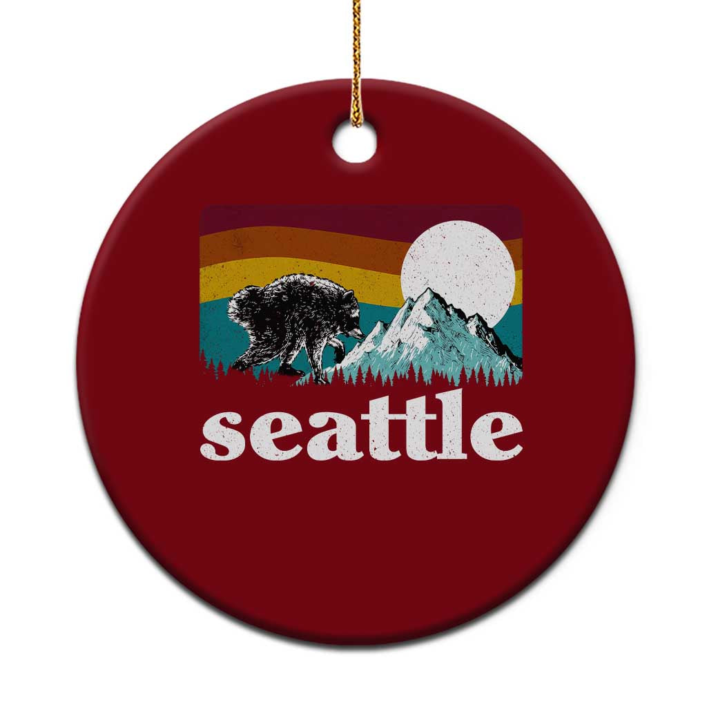 Seattle WA Mountains Jimothy the Raccoon Graphic Ceramic Ornament Retro Vintage Sunset Viral Trash Panda Feral Legend TS02 1pc Red Print Your Wear