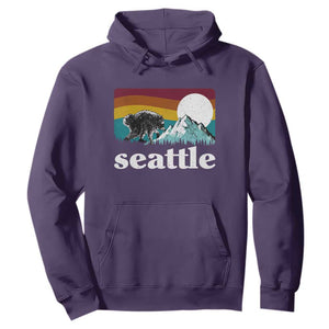 Seattle WA Mountains Jimothy the Raccoon Graphic Hoodie Retro Vintage Sunset Viral Trash Panda Feral Legend