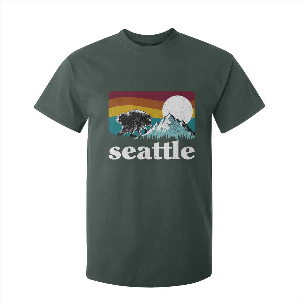 Seattle WA Mountains Jimothy the Raccoon Graphic T Shirt For Kid Retro Vintage Sunset Viral Trash Panda Feral Legend