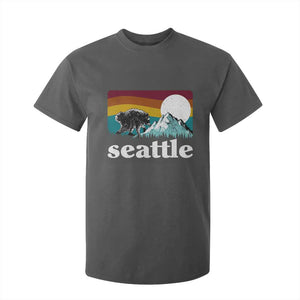 Seattle WA Mountains Jimothy the Raccoon Graphic T Shirt For Kid Retro Vintage Sunset Viral Trash Panda Feral Legend