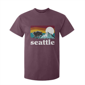 Seattle WA Mountains Jimothy the Raccoon Graphic T Shirt For Kid Retro Vintage Sunset Viral Trash Panda Feral Legend