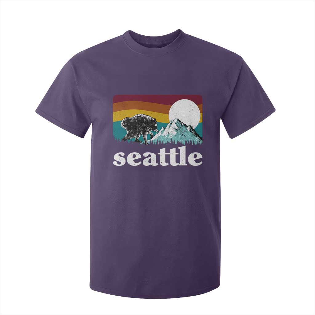 Seattle WA Mountains Jimothy the Raccoon Graphic T Shirt For Kid Retro Vintage Sunset Viral Trash Panda Feral Legend