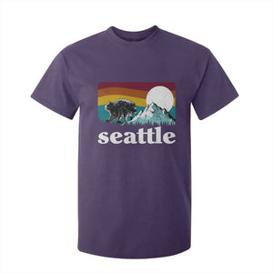 Seattle WA Mountains Jimothy the Raccoon Graphic T Shirt For Kid Retro Vintage Sunset Viral Trash Panda Feral Legend