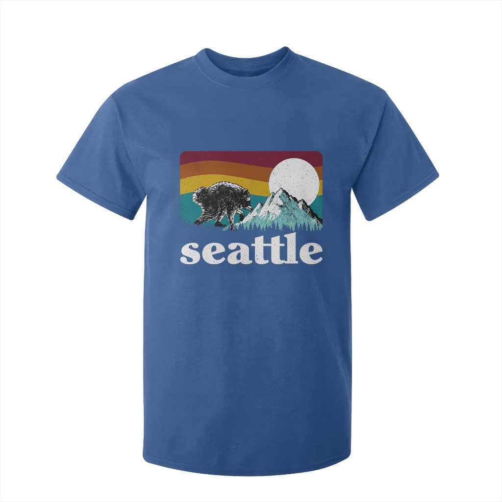 Seattle WA Mountains Jimothy the Raccoon Graphic T Shirt For Kid Retro Vintage Sunset Viral Trash Panda Feral Legend