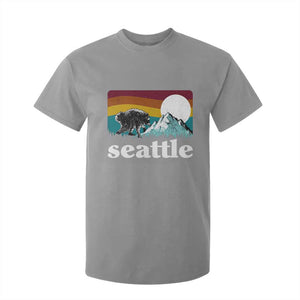 Seattle WA Mountains Jimothy the Raccoon Graphic T Shirt For Kid Retro Vintage Sunset Viral Trash Panda Feral Legend