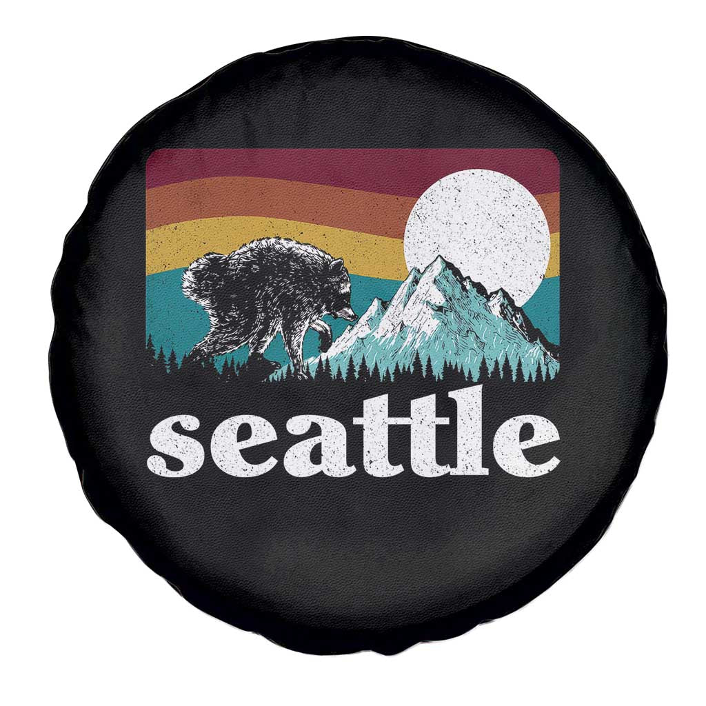 Seattle WA Mountains Jimothy the Raccoon Graphic Spare Tire Cover Retro Vintage Sunset Viral Trash Panda Feral Legend