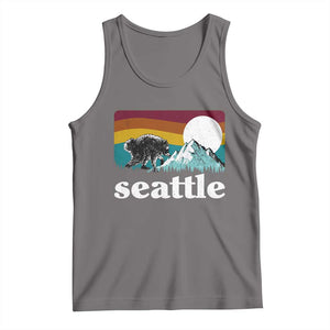 Seattle WA Mountains Jimothy the Raccoon Graphic Tank Top Retro Vintage Sunset Viral Trash Panda Feral Legend
