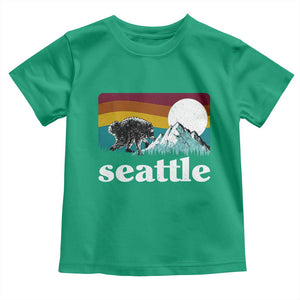 Seattle WA Mountains Jimothy the Raccoon Graphic Toddler T Shirt Retro Vintage Sunset Viral Trash Panda Feral Legend