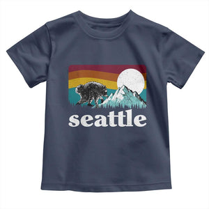 Seattle WA Mountains Jimothy the Raccoon Graphic Toddler T Shirt Retro Vintage Sunset Viral Trash Panda Feral Legend