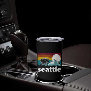 Seattle WA Mountains Jimothy the Raccoon Graphic Tumbler Cup Retro Vintage Sunset Viral Trash Panda Feral Legend