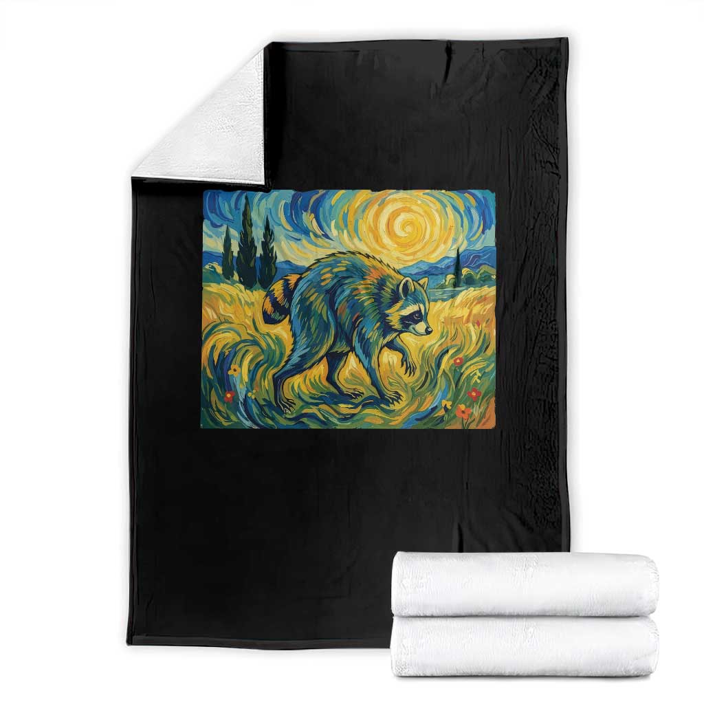 Jimothy Viral Seattle Raccoon Starry Night Style Graphic Throw Blanket Trash Panda Feral Legend Supporter TS02 Black Print Your Wear