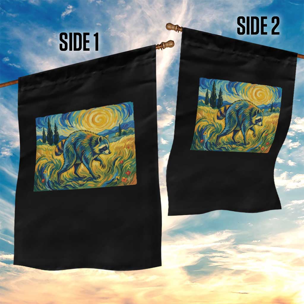 Jimothy Viral Seattle Raccoon Starry Night Style Graphic Garden Flag Trash Panda Feral Legend Supporter