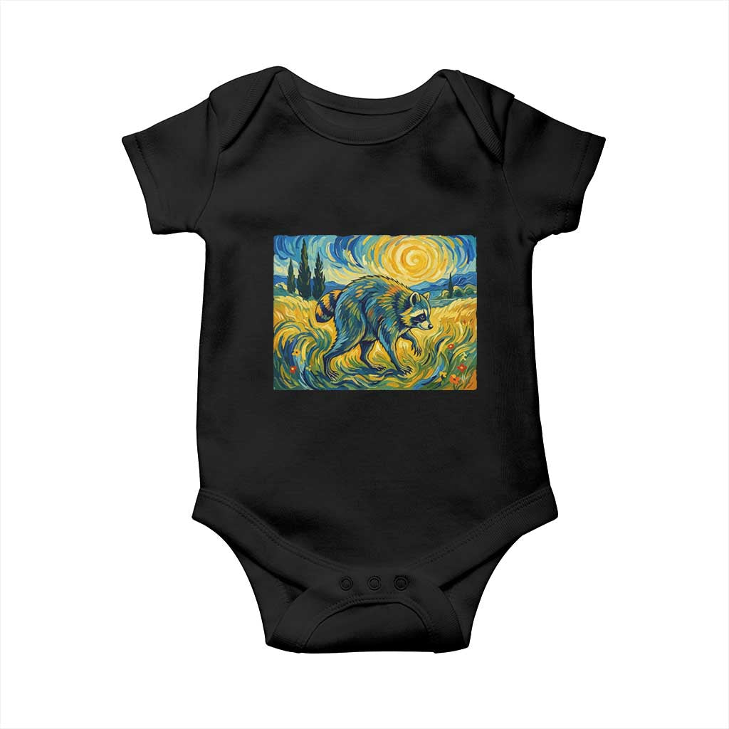 Jimothy Viral Seattle Raccoon Starry Night Style Graphic Baby Onesie Trash Panda Feral Legend Supporter TS02 Black Print Your Wear