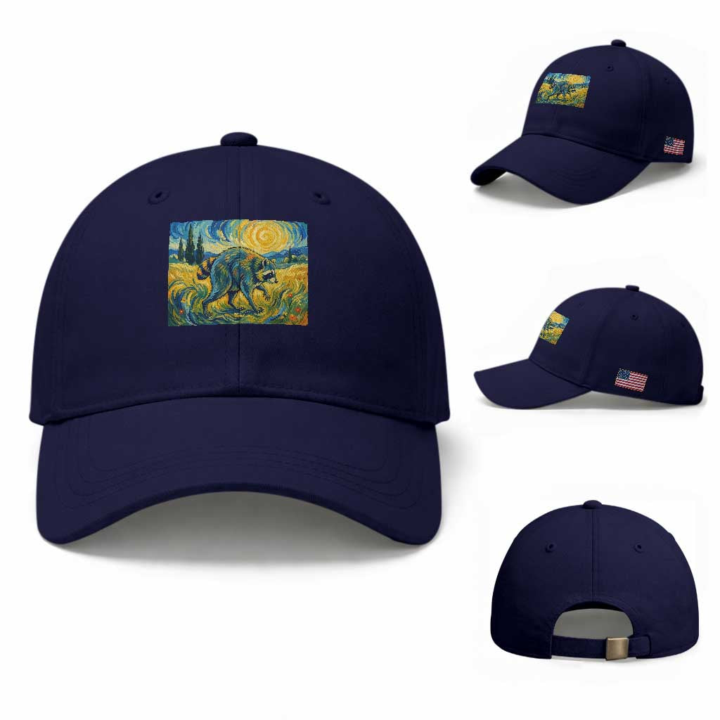 Jimothy Viral Seattle Raccoon Starry Night Style Graphic Baseball Cap Trash Panda Feral Legend Supporter
