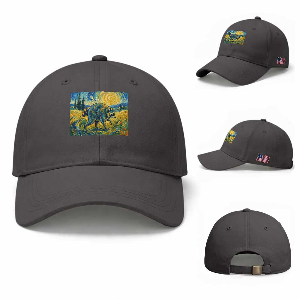 Jimothy Viral Seattle Raccoon Starry Night Style Graphic Baseball Cap Trash Panda Feral Legend Supporter